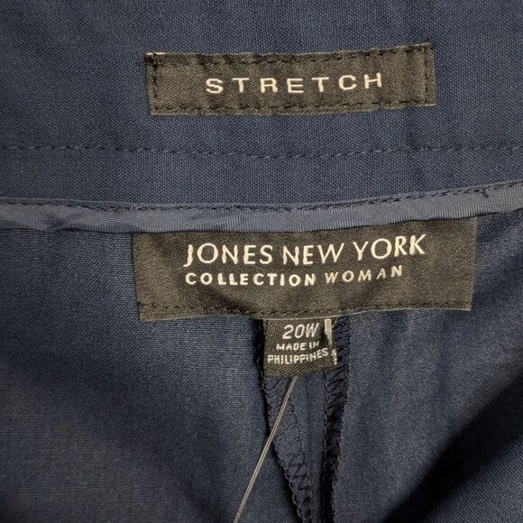 Jones New York Womens Navy Stretch Runway Slim Pants 20W Polyester Blend Career - Picture 3 of 16